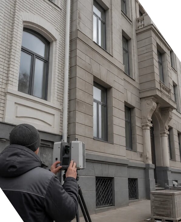 Лазерное сканирование фасадов зданий для обследования в Костомукше